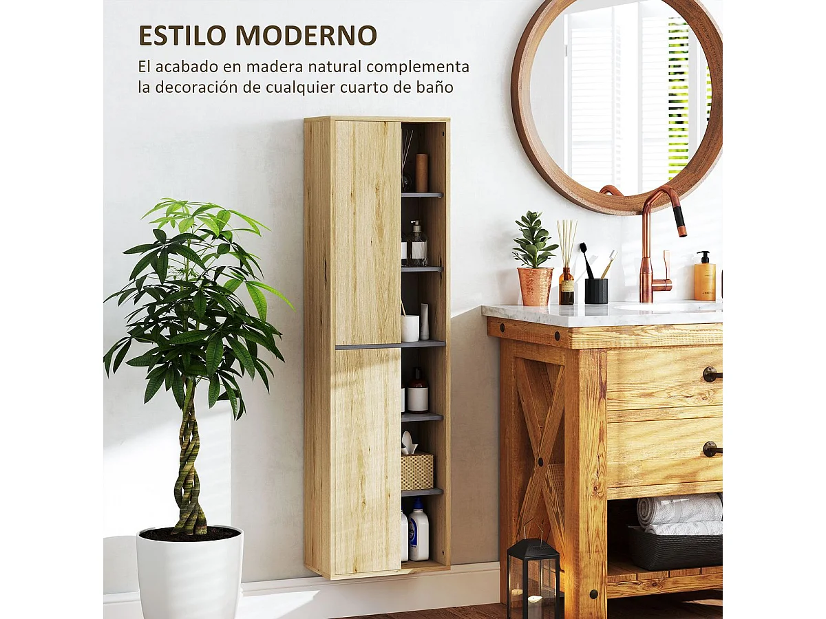 Mueble de baño Elna Homcom 2 puertas natural 141,5x40x24 cm