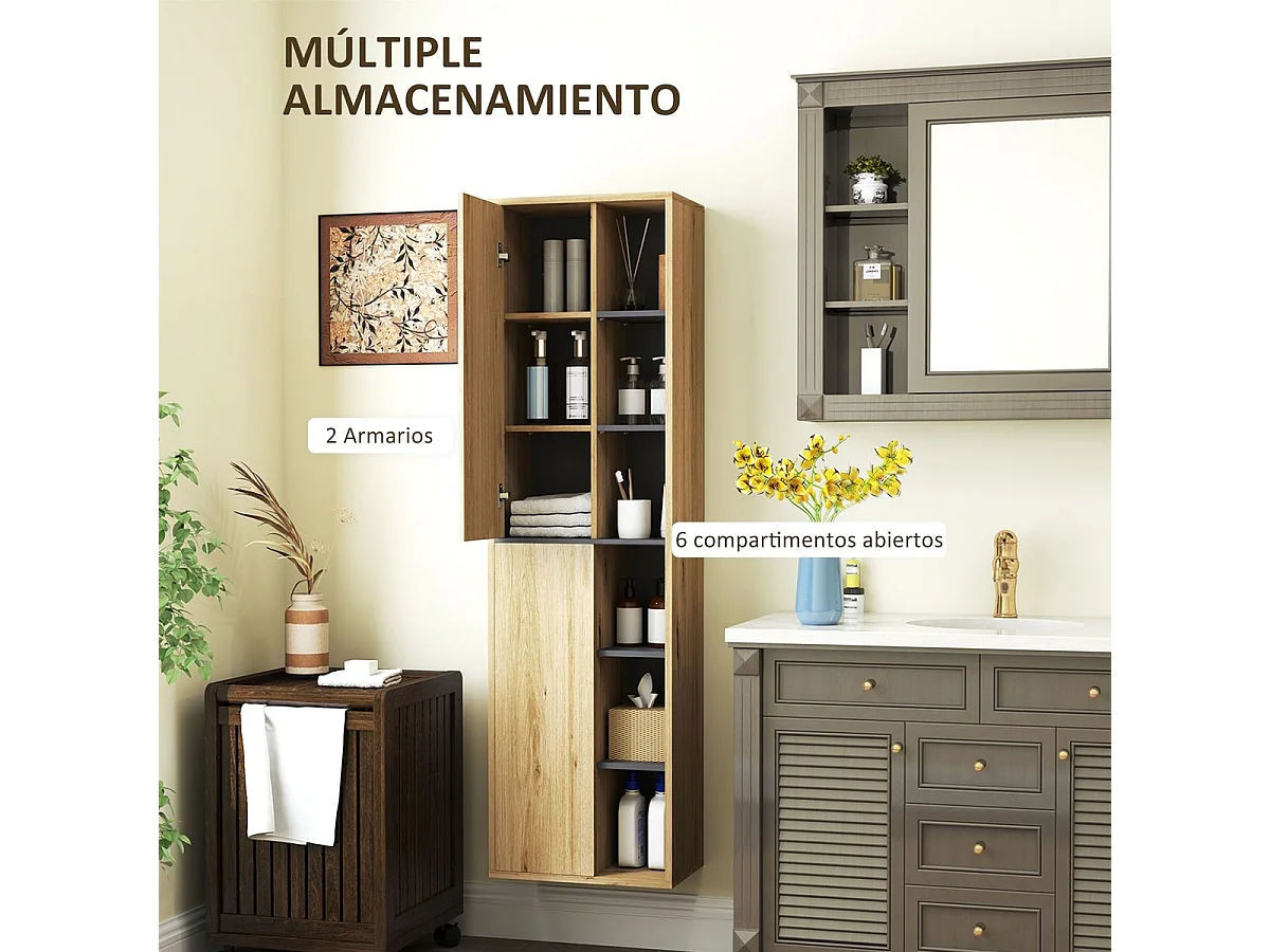 Mueble de baño Elna Homcom 2 puertas natural 141,5x40x24 cm