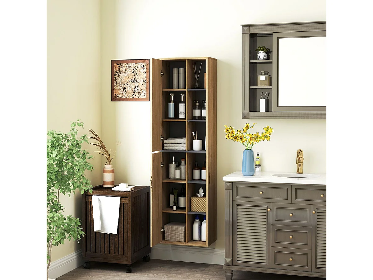 Mueble de baño Elna Homcom 2 puertas natural 141,5x40x24 cm