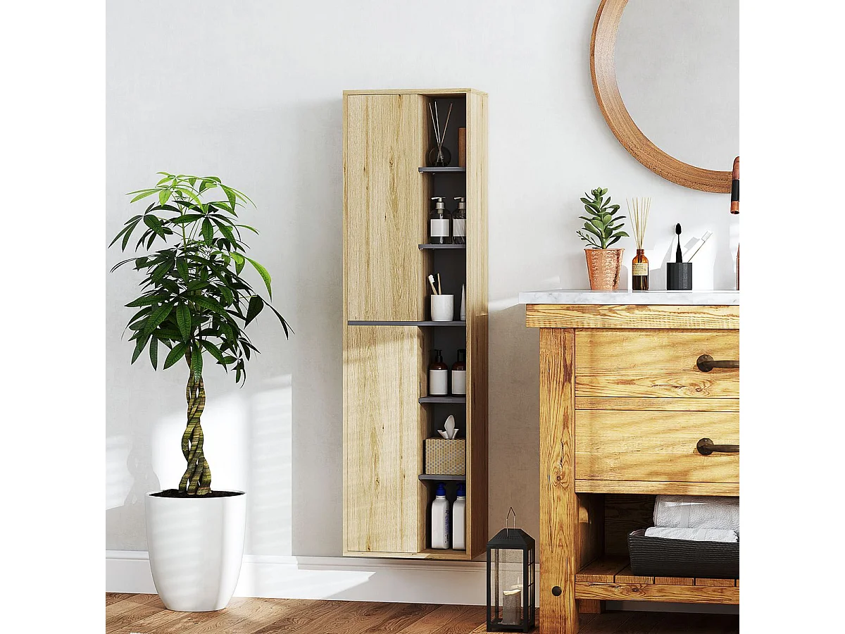 Mueble de baño Elna Homcom 2 puertas natural 141,5x40x24 cm