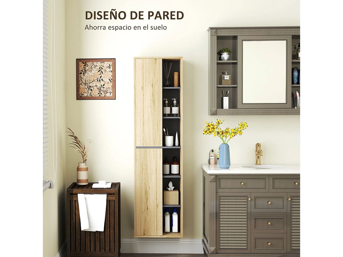 Mueble de baño Elna Homcom 2 puertas natural 141,5x40x24 cm
