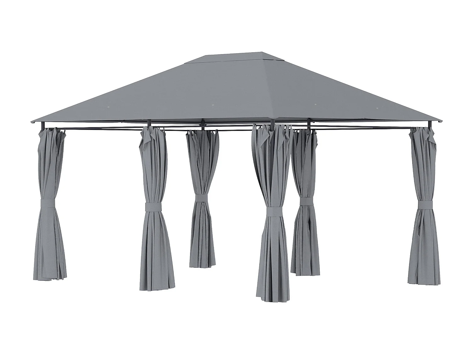 Cenador Tenerife Outsunny cortinas extraíbles + orificios de drenaje gris 272x400x300 cm