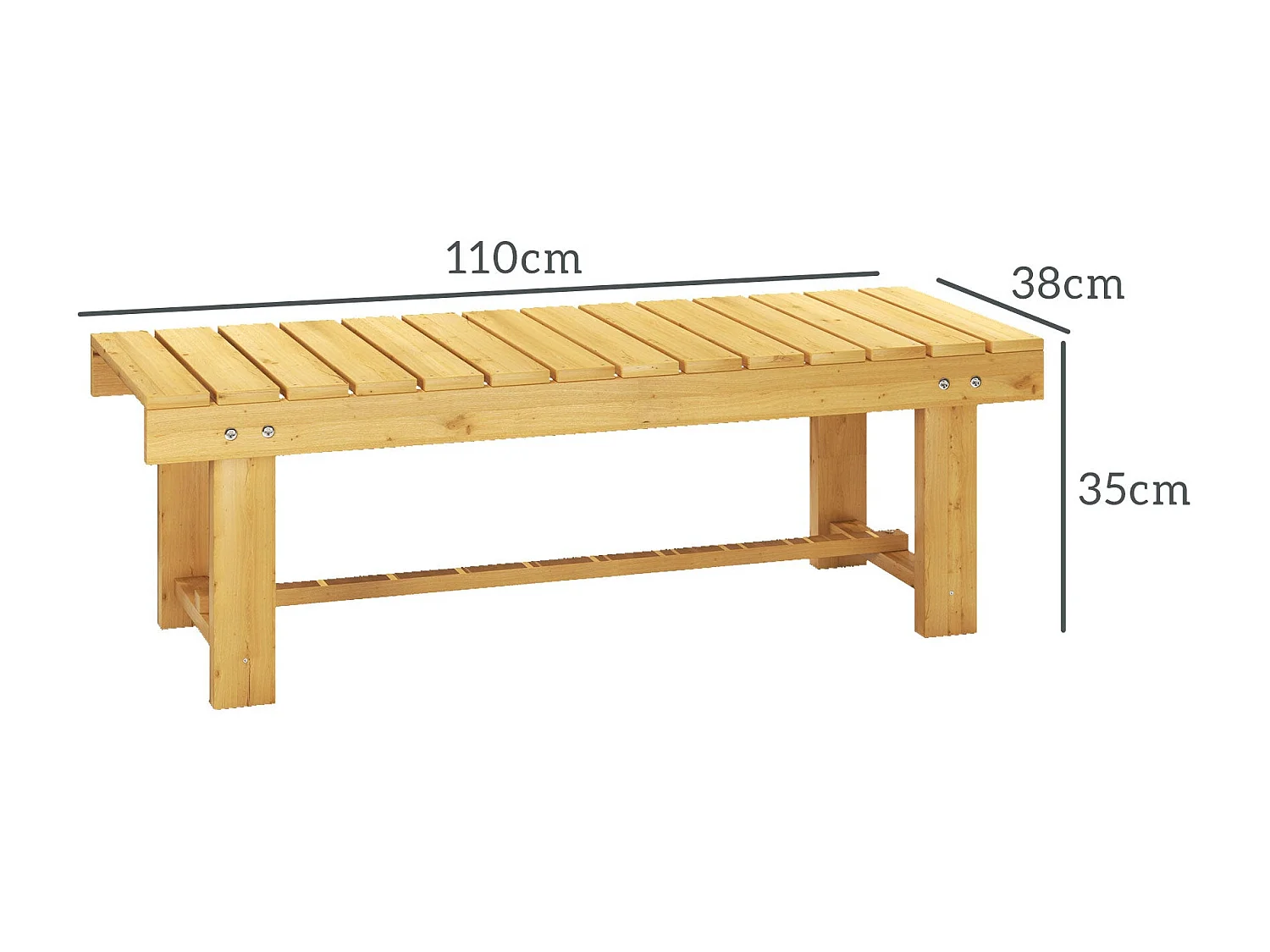 Banco de jardín Bosque Outsunny 2 plazas natural 35x110x38 cm