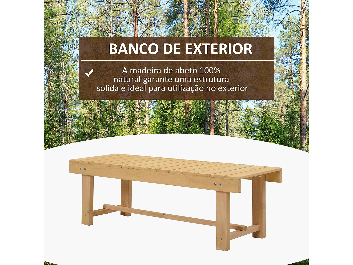 Banco de jardín Bosque Outsunny 2 plazas natural 35x110x38 cm