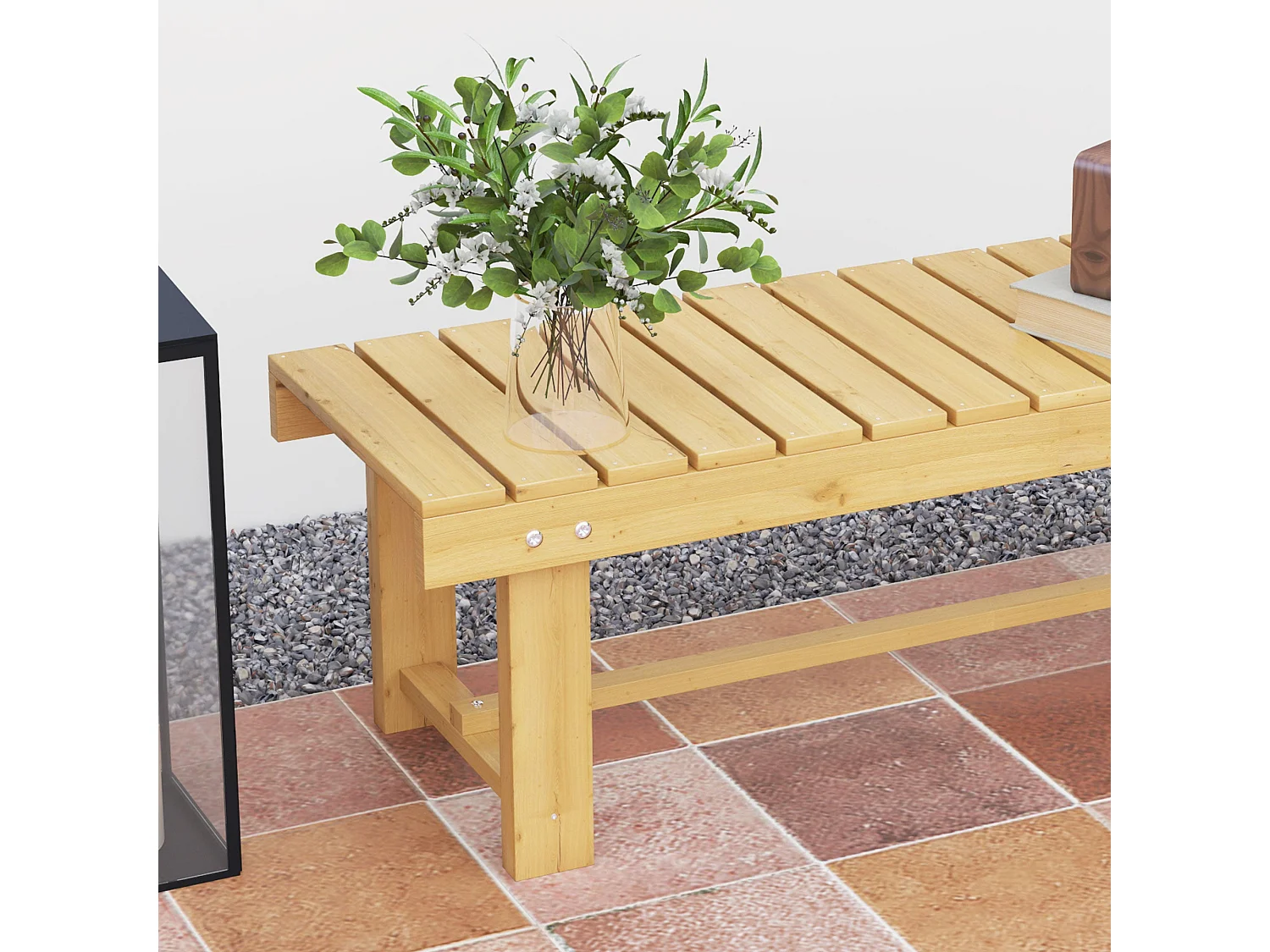 Banco de jardín Bosque Outsunny 2 plazas natural 35x110x38 cm