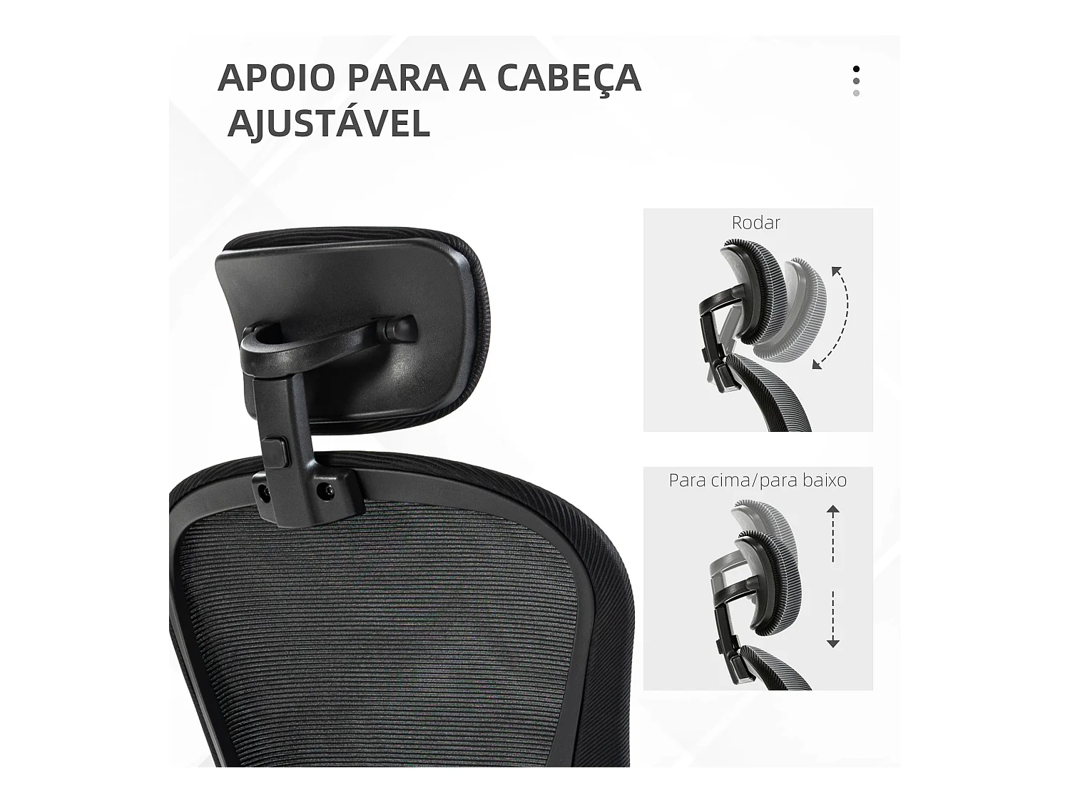 Silla de oficina Ryan malla respaldo alto con reposacabezas negro 112-120x64x64 cm