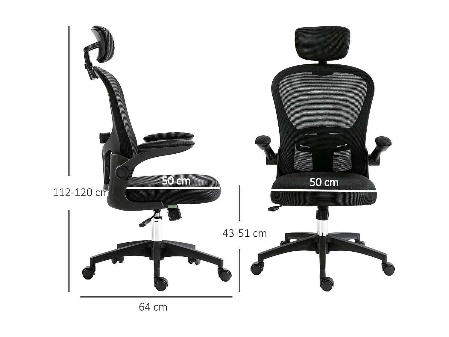 Cadeira de Escritório Vinsetto Ergonomica com Encosto Alto e Apoio Ajustável para Conforto Ideal