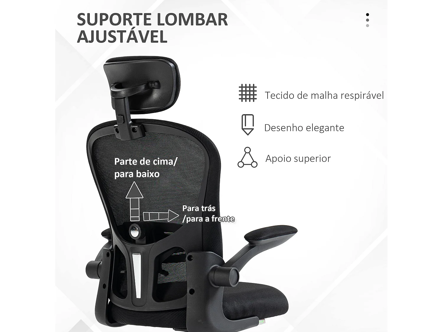 Cadeira de Escritório Vinsetto Ergonomica com Encosto Alto e Apoio Ajustável para Conforto Ideal