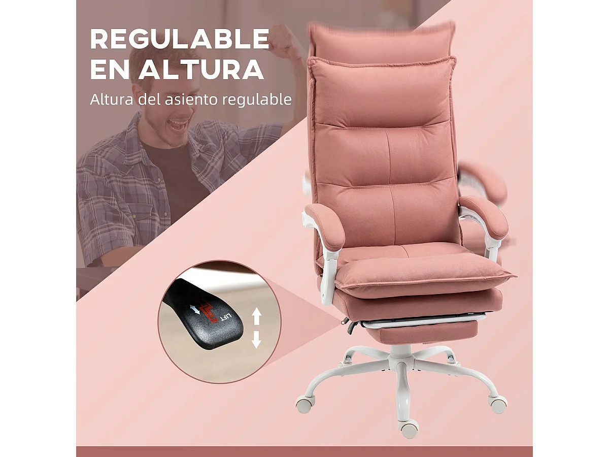 Cadeira de Escritório Vinsetto com Massagem e Aquecimento - Conforto e Estilo em Rosa