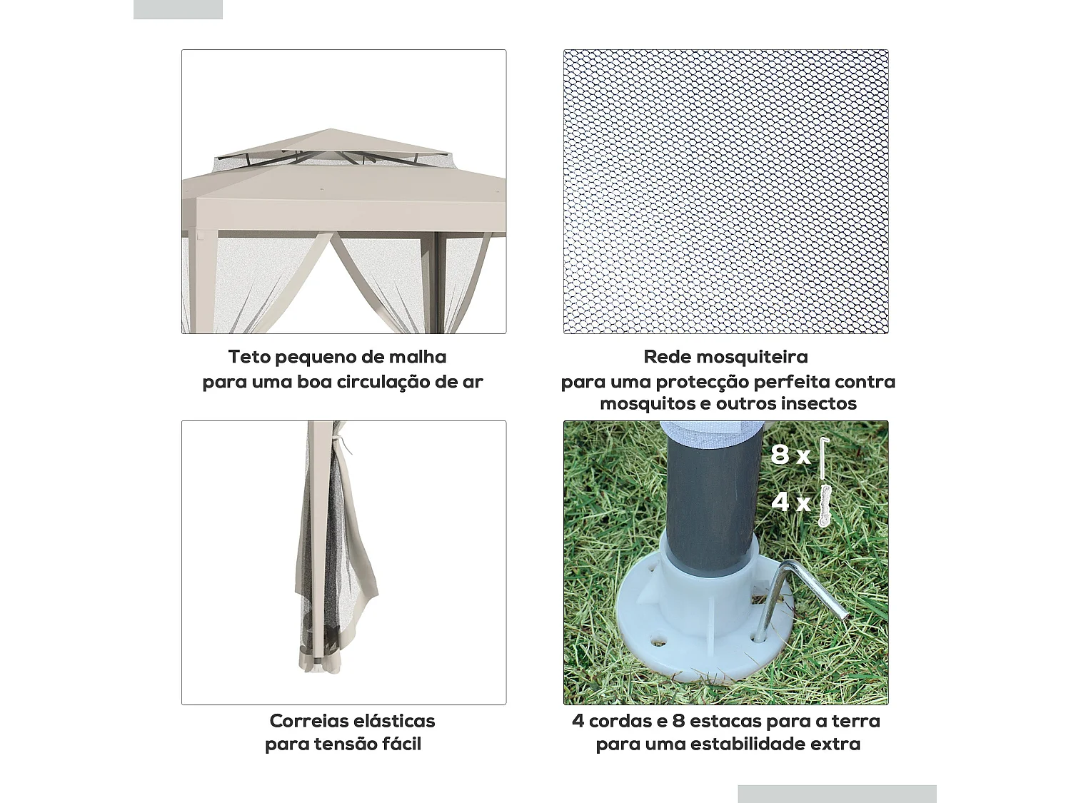 Cenador Girasol Outsunny mosquiteras laterales beige 268x297x297 cm