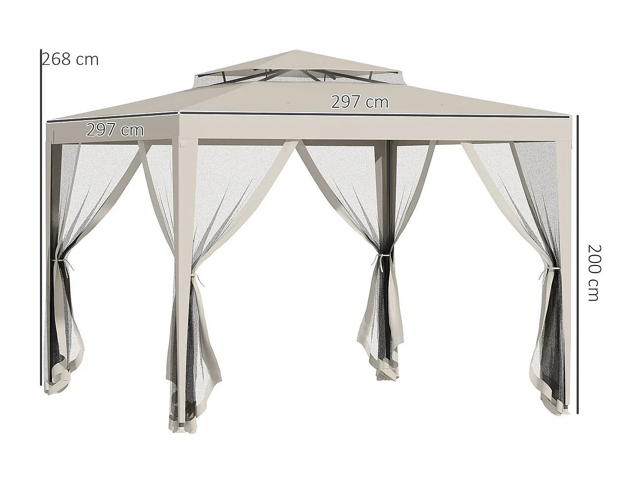 Cenador Girasol Outsunny mosquiteras laterales beige 268x297x297 cm