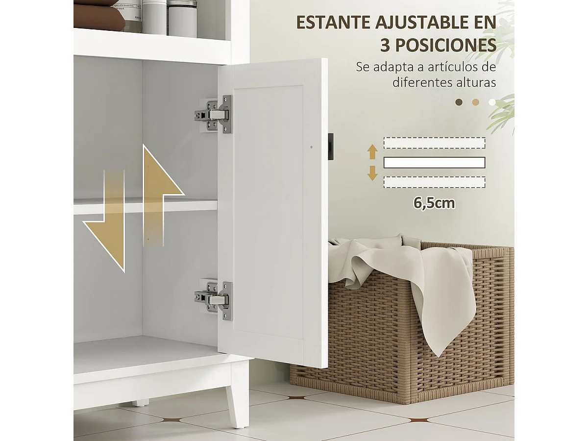 Mueble de baño Cataleya Homcom con 2 puertas blanco/natural 90x60x30 cm