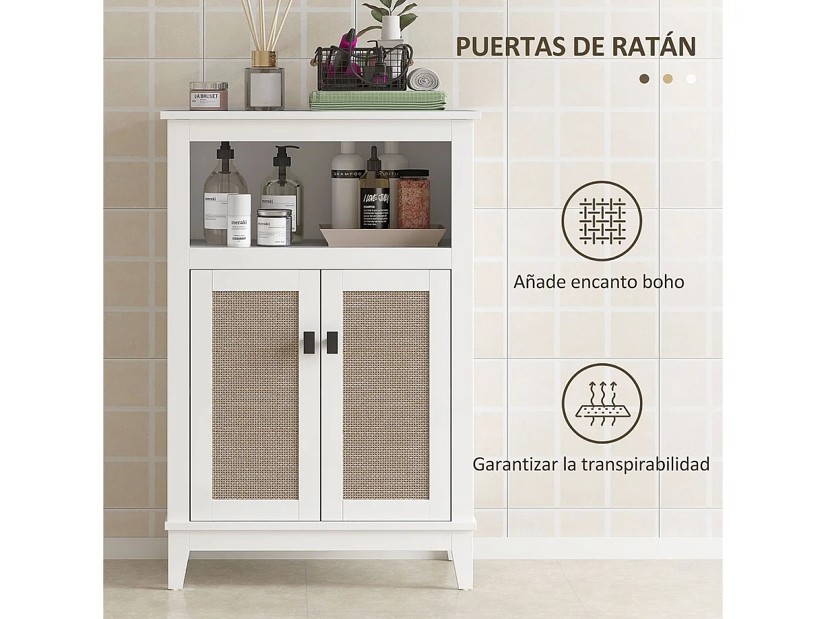 Mueble de baño Cataleya Homcom con 2 puertas blanco/natural 90x60x30 cm