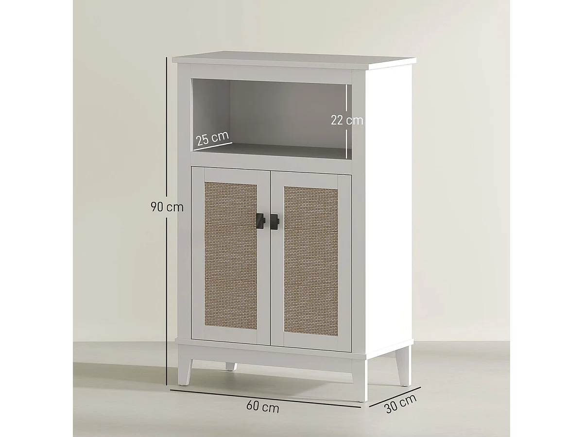 Mueble de baño Cataleya Homcom con 2 puertas blanco/natural 90x60x30 cm
