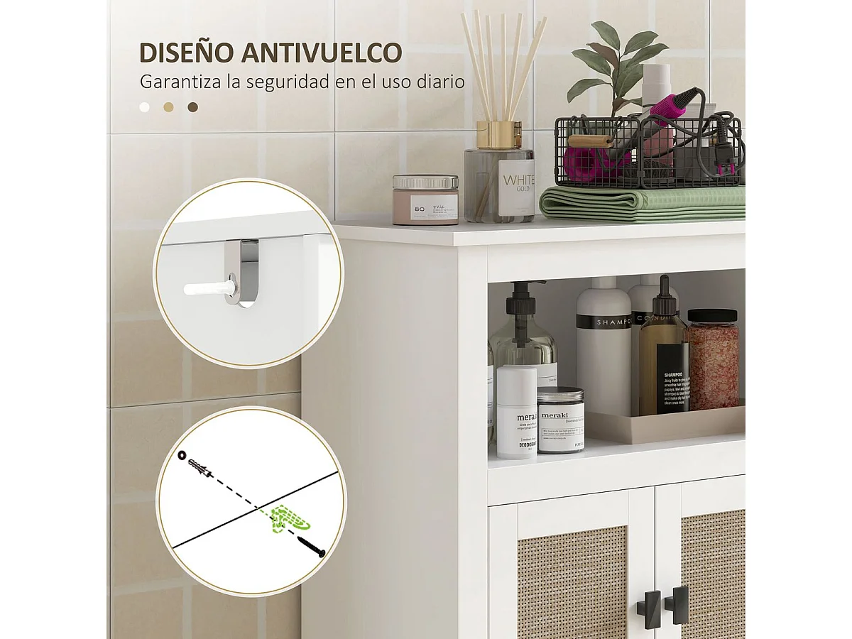 Mueble de baño Cataleya Homcom con 2 puertas blanco/natural 90x60x30 cm