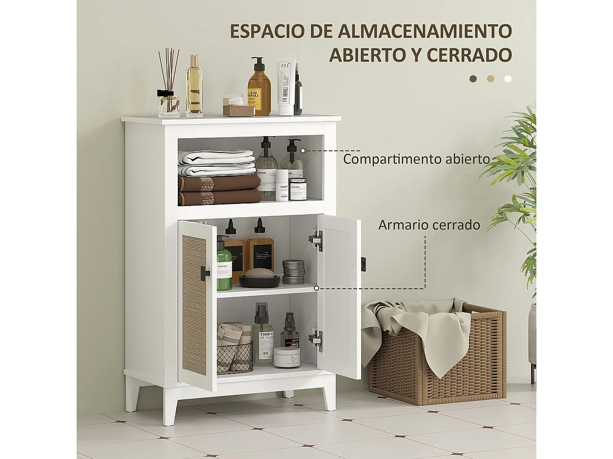 Mueble de baño Cataleya Homcom con 2 puertas blanco/natural 90x60x30 cm