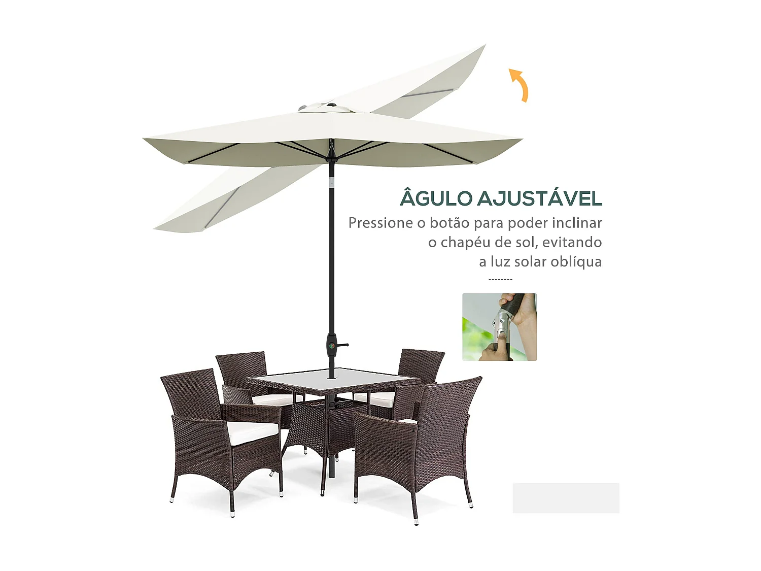 Sombrilla Polis Outsunny ángulo ajustable + protección UV50+ crema 245x296x197 cm