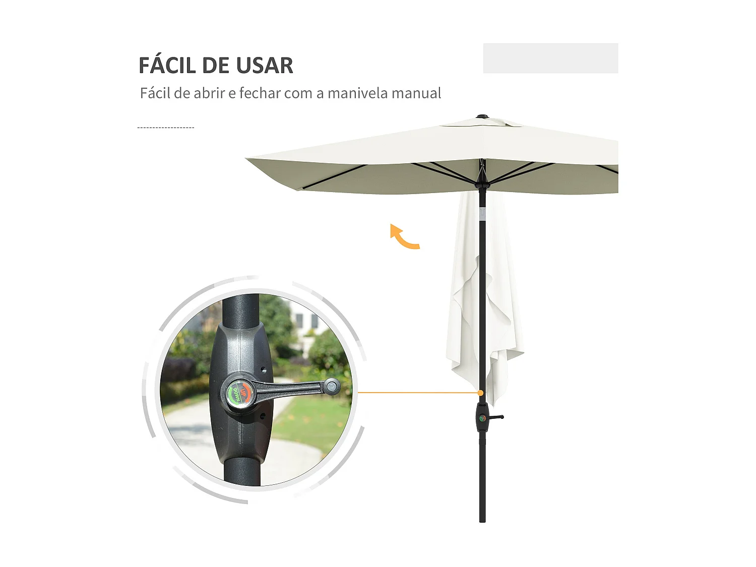 Sombrilla Polis Outsunny ángulo ajustable + protección UV50+ crema 245x296x197 cm