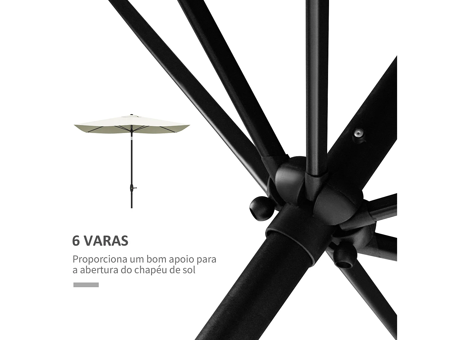 Sombrilla Polis Outsunny ángulo ajustable + protección UV50+ crema 245x296x197 cm