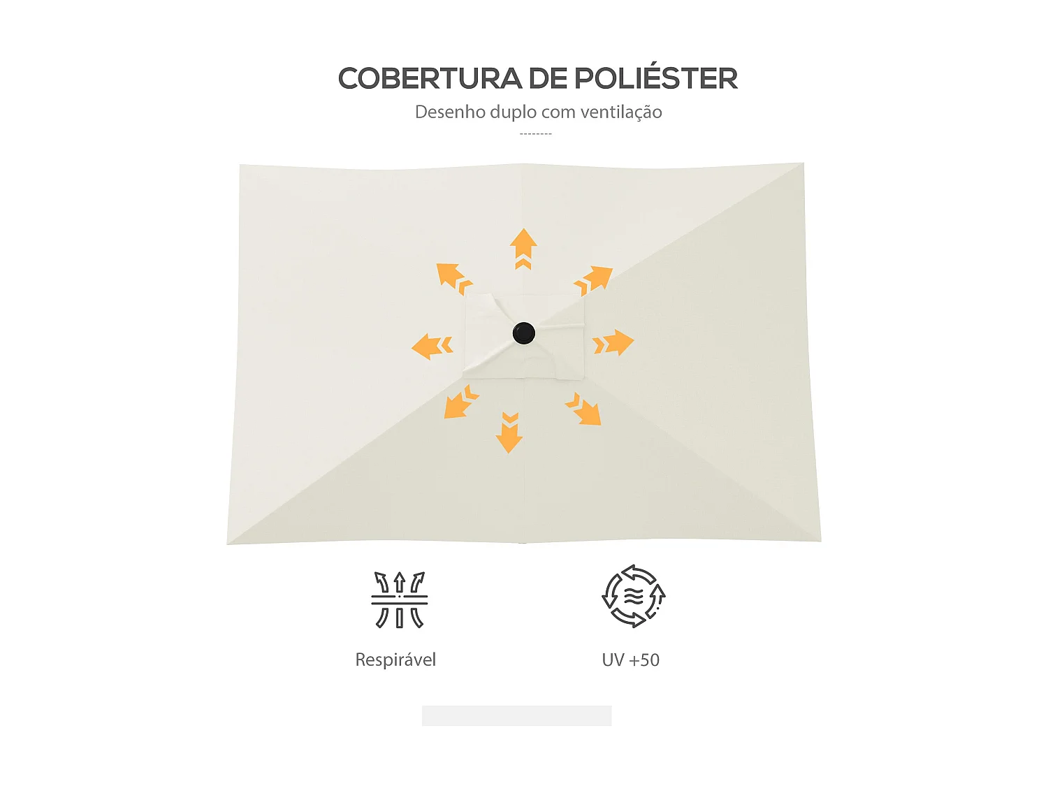 Sombrilla Polis Outsunny ángulo ajustable + protección UV50+ crema 245x296x197 cm