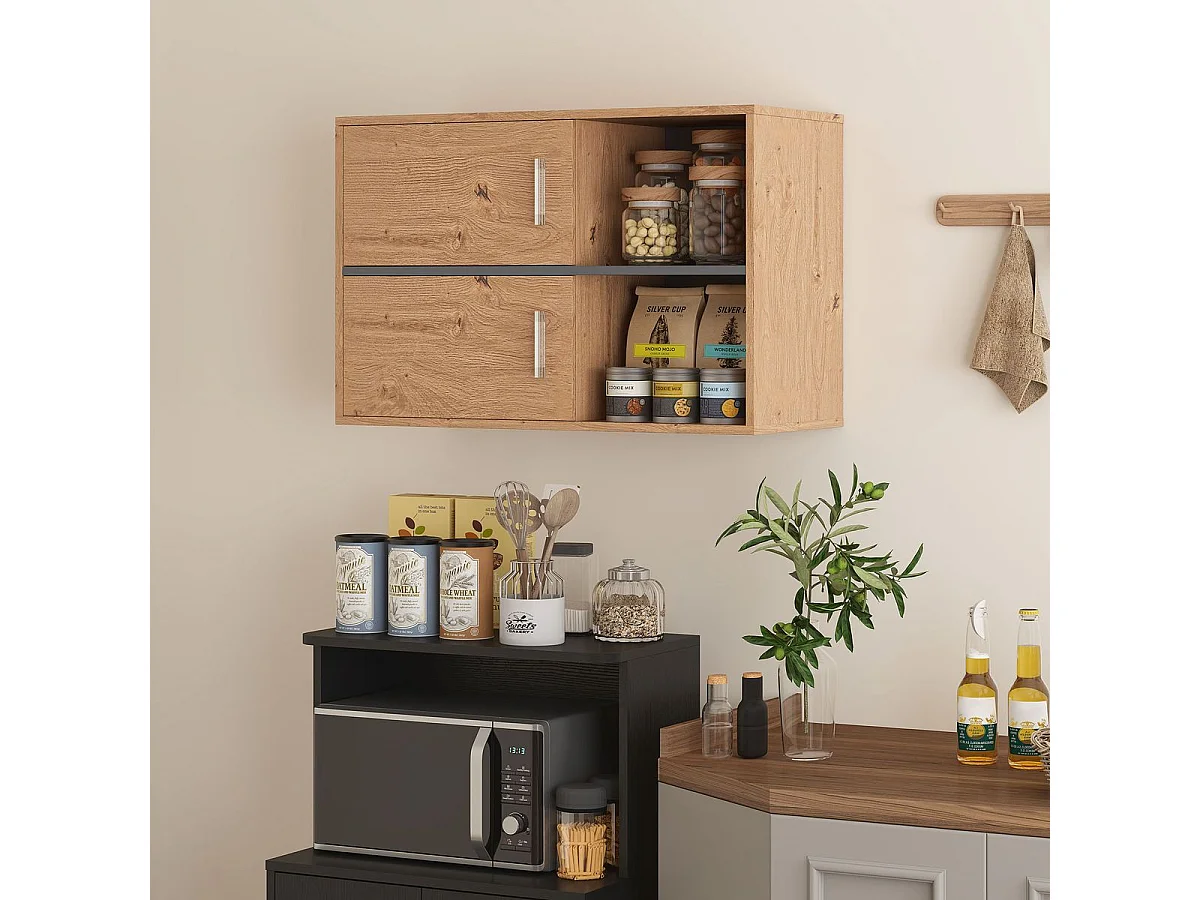 Mueble de baño Loira Homcom 2 puertas con 2 compartimentos natural 57,5x80x35 cm