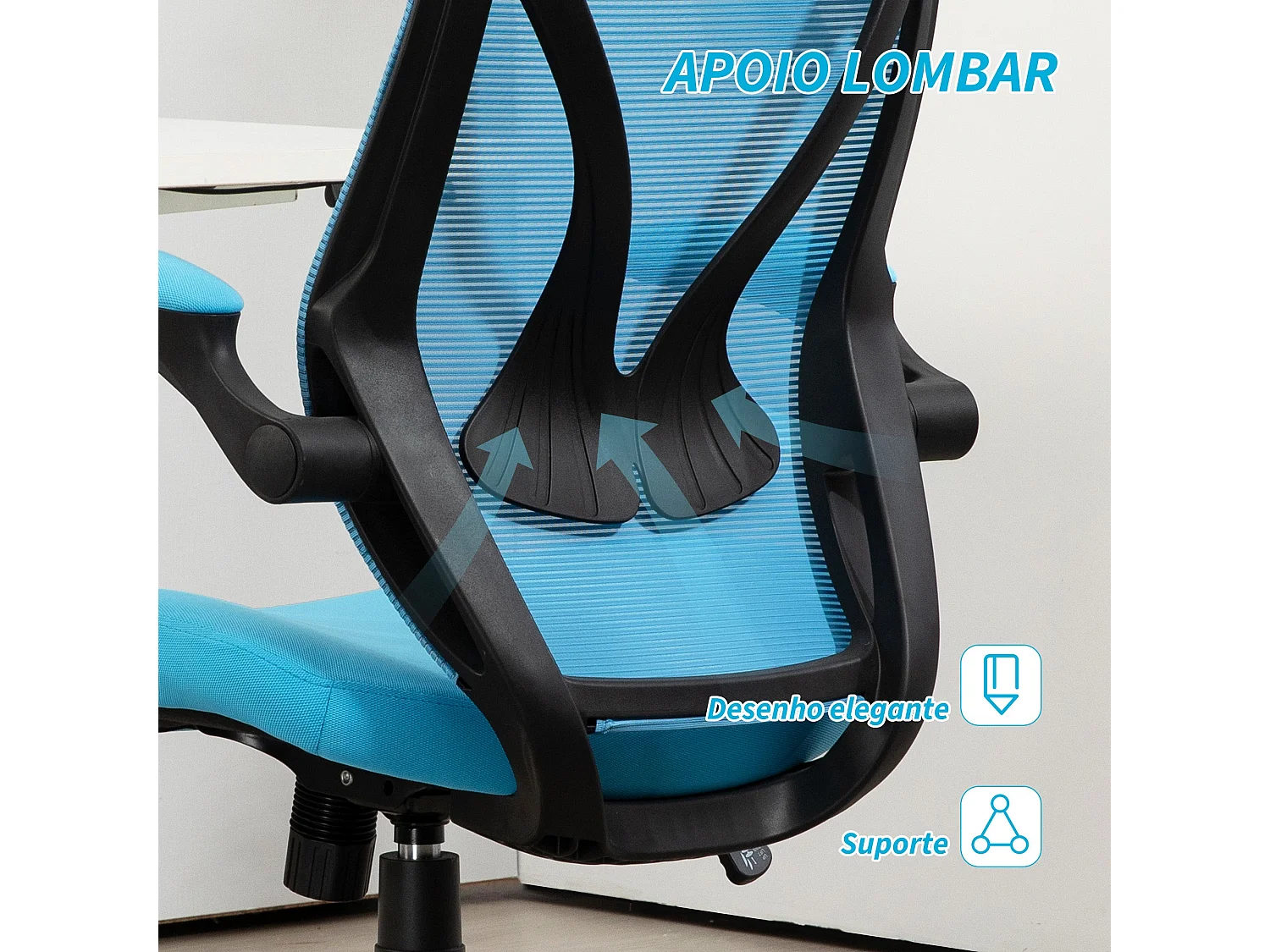 Silla de oficina Álex Homcom basculante altura regulable azul 113-121x66x66 cm