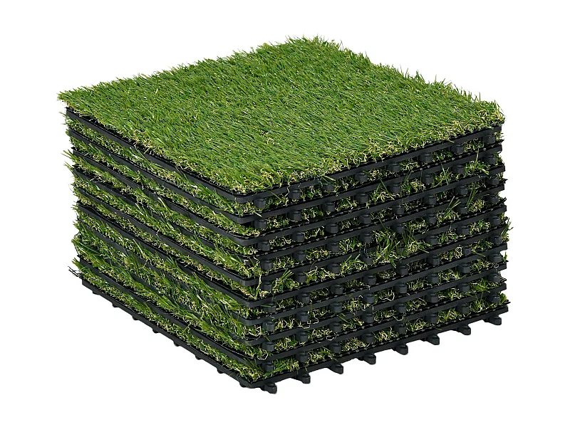 Conjunto de Relva Artificial Jardin Vert - Verde Escuro - 30x30 cm (10 Peças, 25 mm de Altura) para Ambientes Internos e Externos