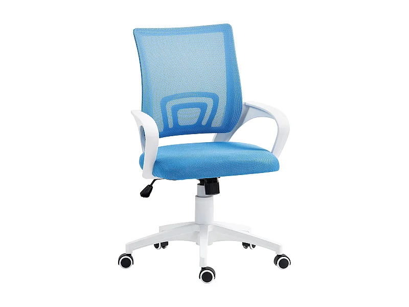 Silla de oficina Waco Homcom basculante con reposabrazos + ruedas azul 89-109x57x55 cm