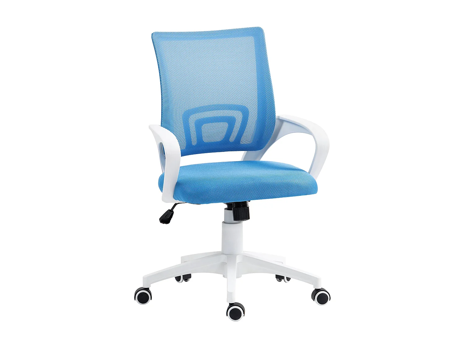 Silla de oficina Waco Homcom basculante con reposabrazos + ruedas azul 89-109x57x55 cm