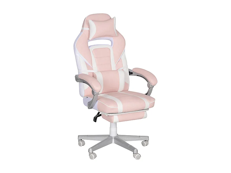 Cadeira Gamer Reclinável com Apoio para os Pés e Suporte Lombar - Rosa Chamonix