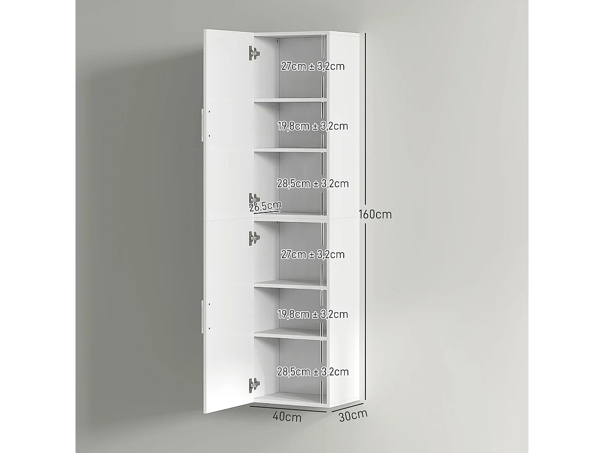 Armario de baño Armenia Homcom 2 puertas blanco 160x40x30 cm