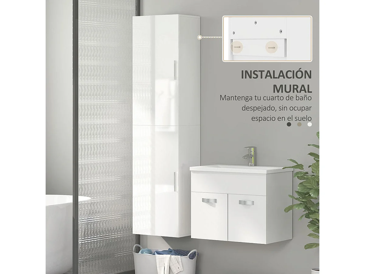 Armario de baño Armenia Homcom 2 puertas blanco 160x40x30 cm