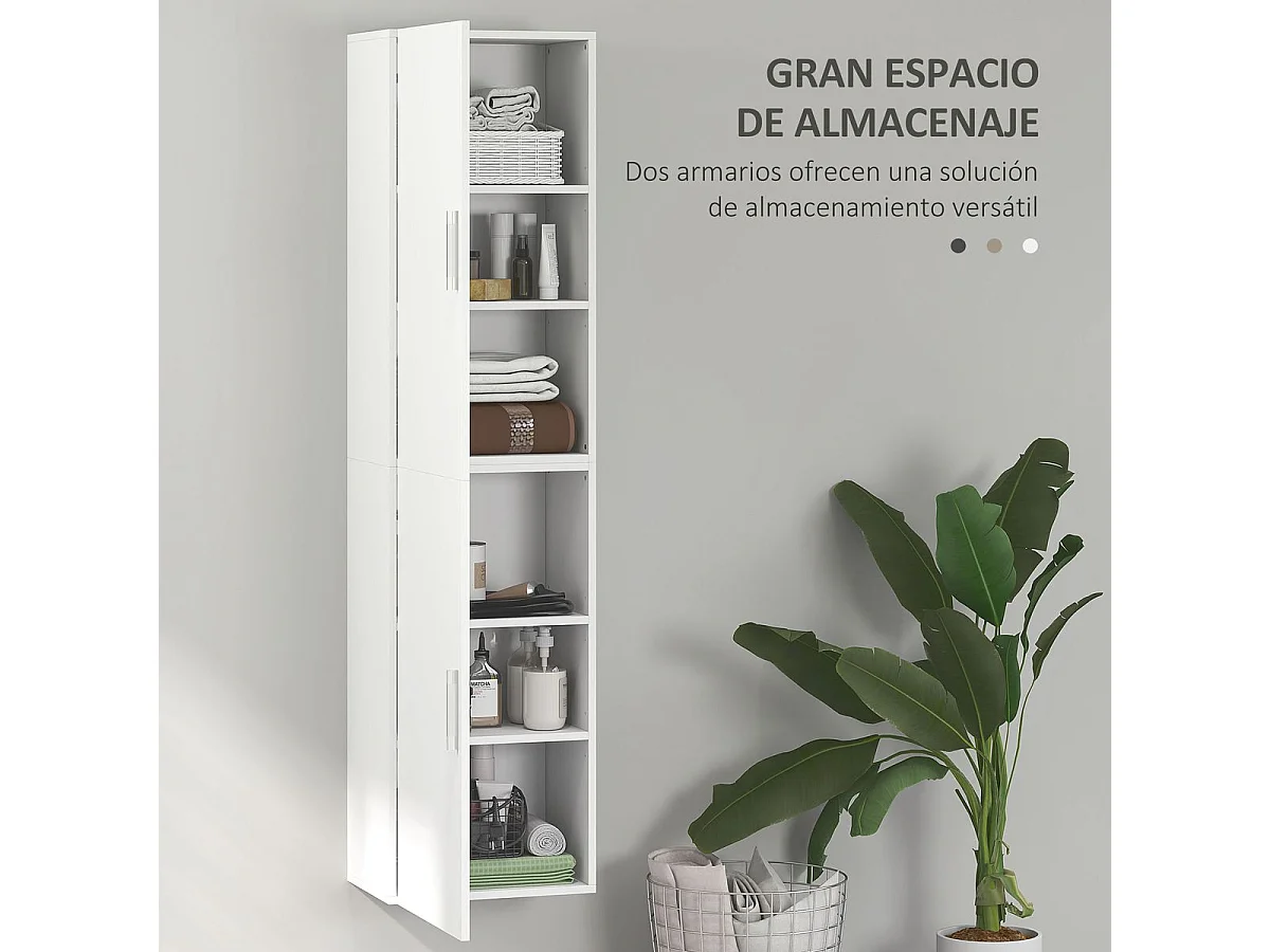 Armario de baño Armenia Homcom 2 puertas blanco 160x40x30 cm