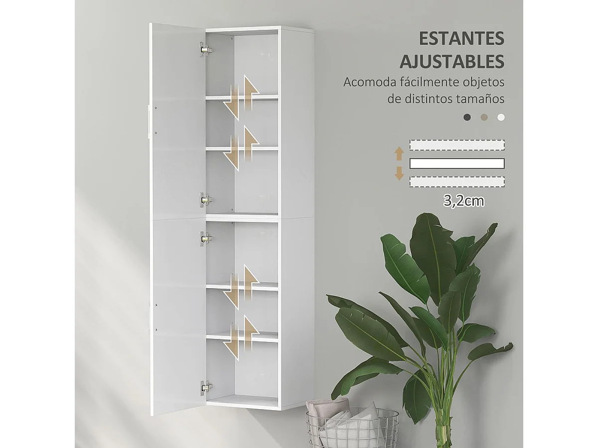 Armario de baño Armenia Homcom 2 puertas blanco 160x40x30 cm