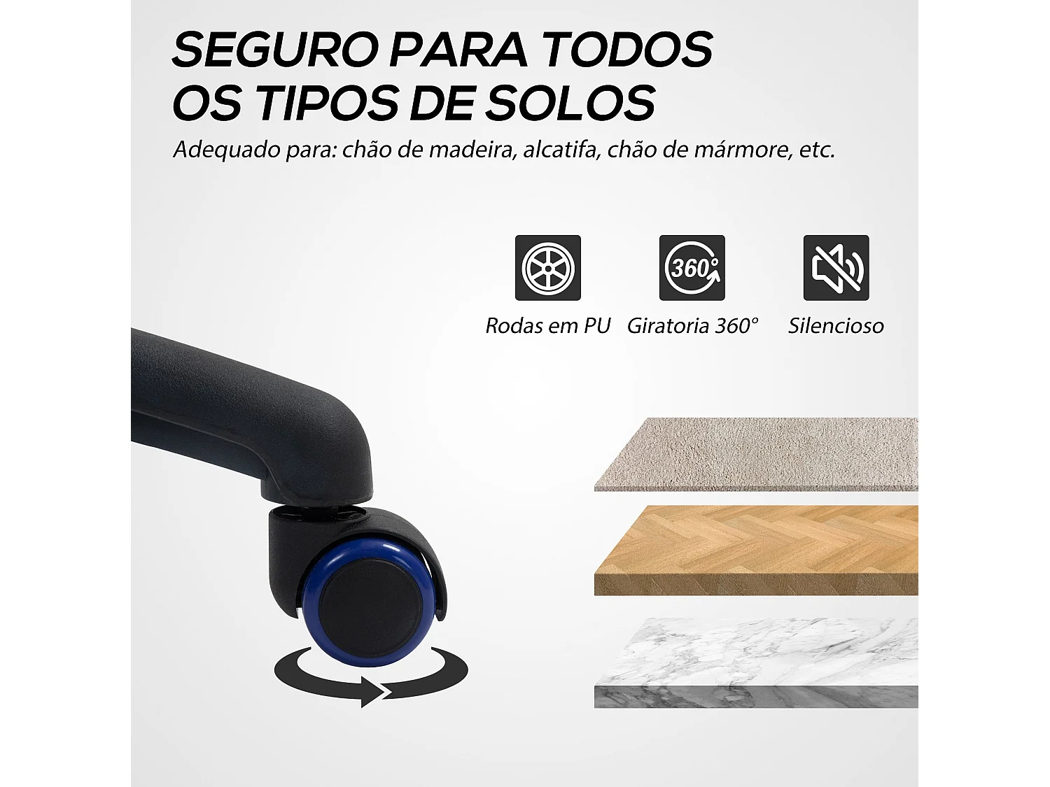 Silla gaming Alonso Homcom altura regulable + inclinable azul 107,5-116,5x60,5x67 cm