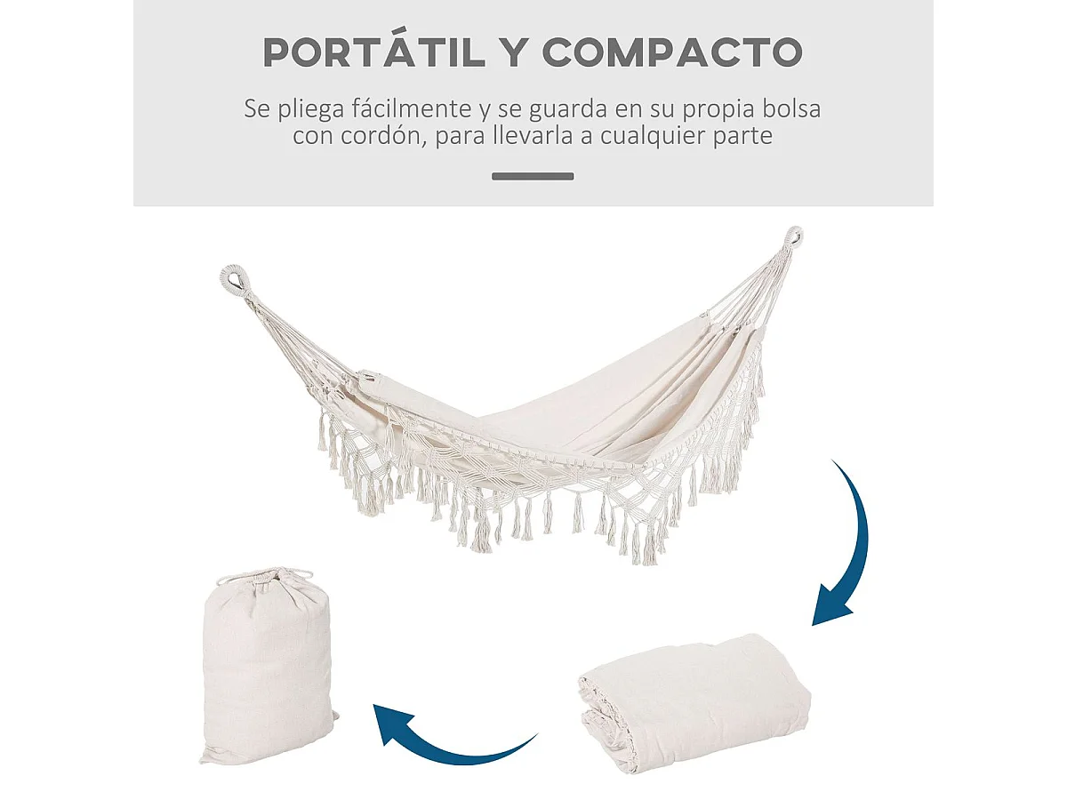 Cama de Rede Suspensa em Algodão e Poliéster 288x150 cm – Ideal para Relaxar e Aventuras ao Ar Livre