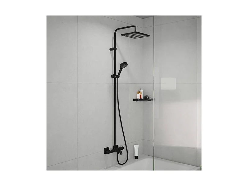 Colonne bain douche thermostatique HANSGROHE Vernis Shape noir mat