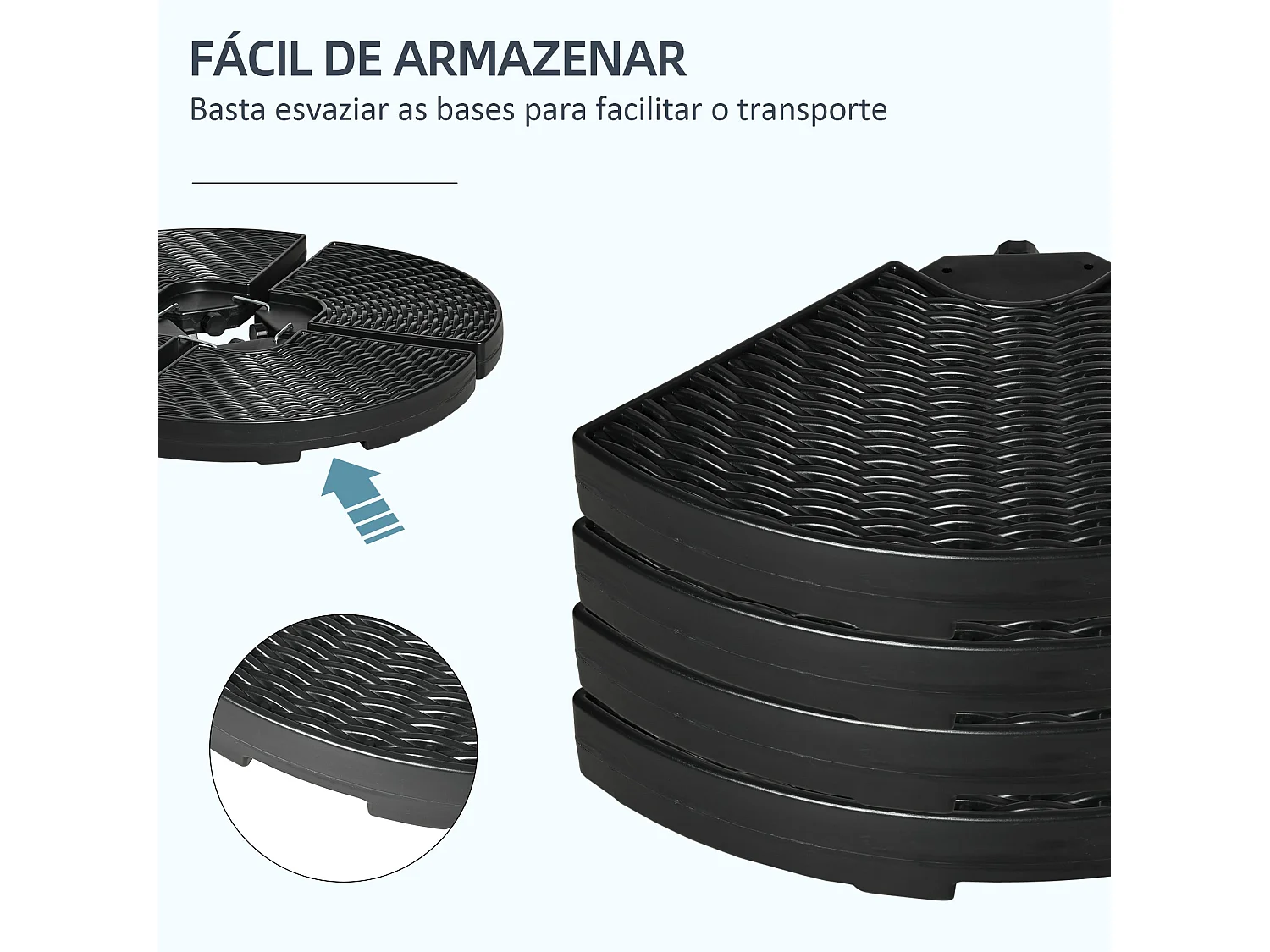 Base para sombrillas Tampa Outsunny 4 piezas rellenables negro Ø100x8 cm