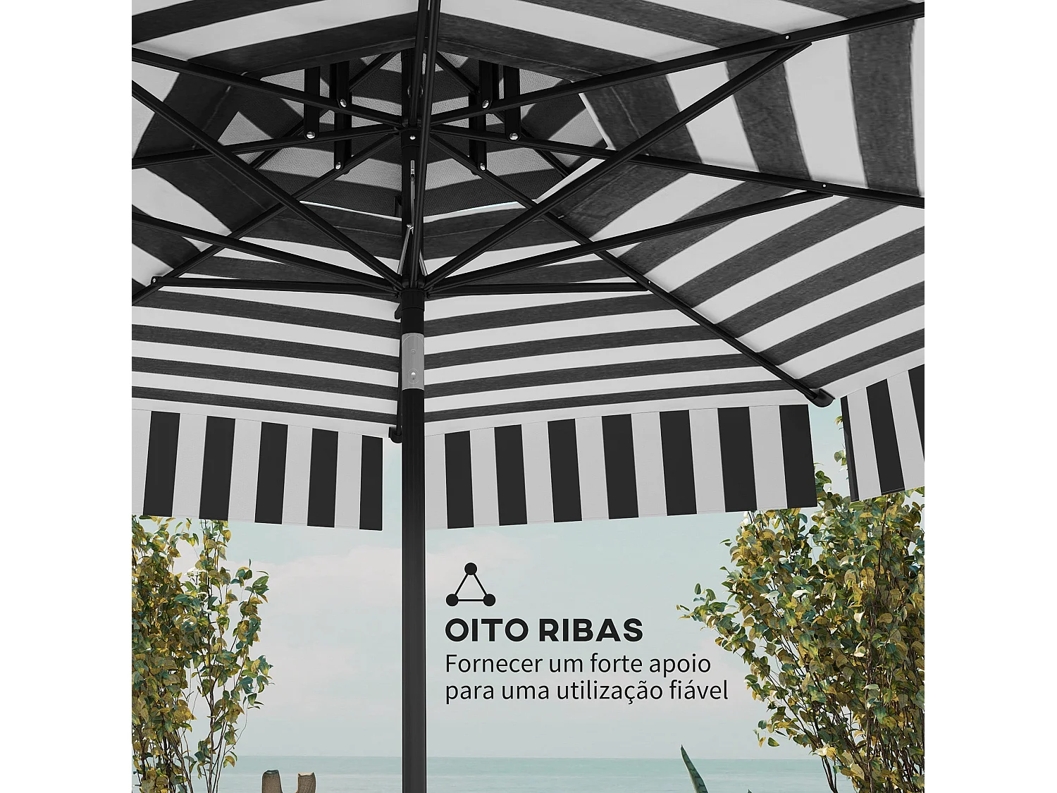 Chapéu de Sol Ajustável de 263 cm para Jardim com Proteção UV 30+