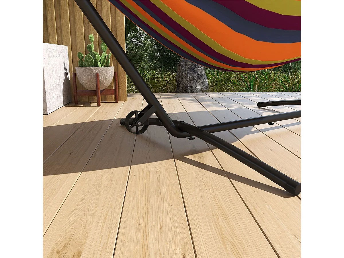 Soporte para hamacas Kea Outsunny 6 niveles de ajuste negro 115x290x120 cm