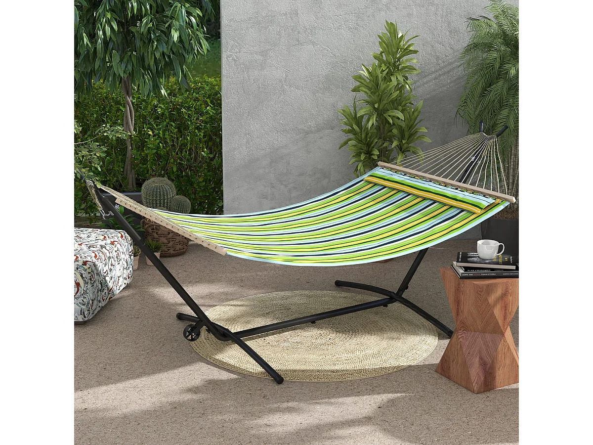 Soporte para hamacas Kea Outsunny 6 niveles de ajuste negro 115x290x120 cm