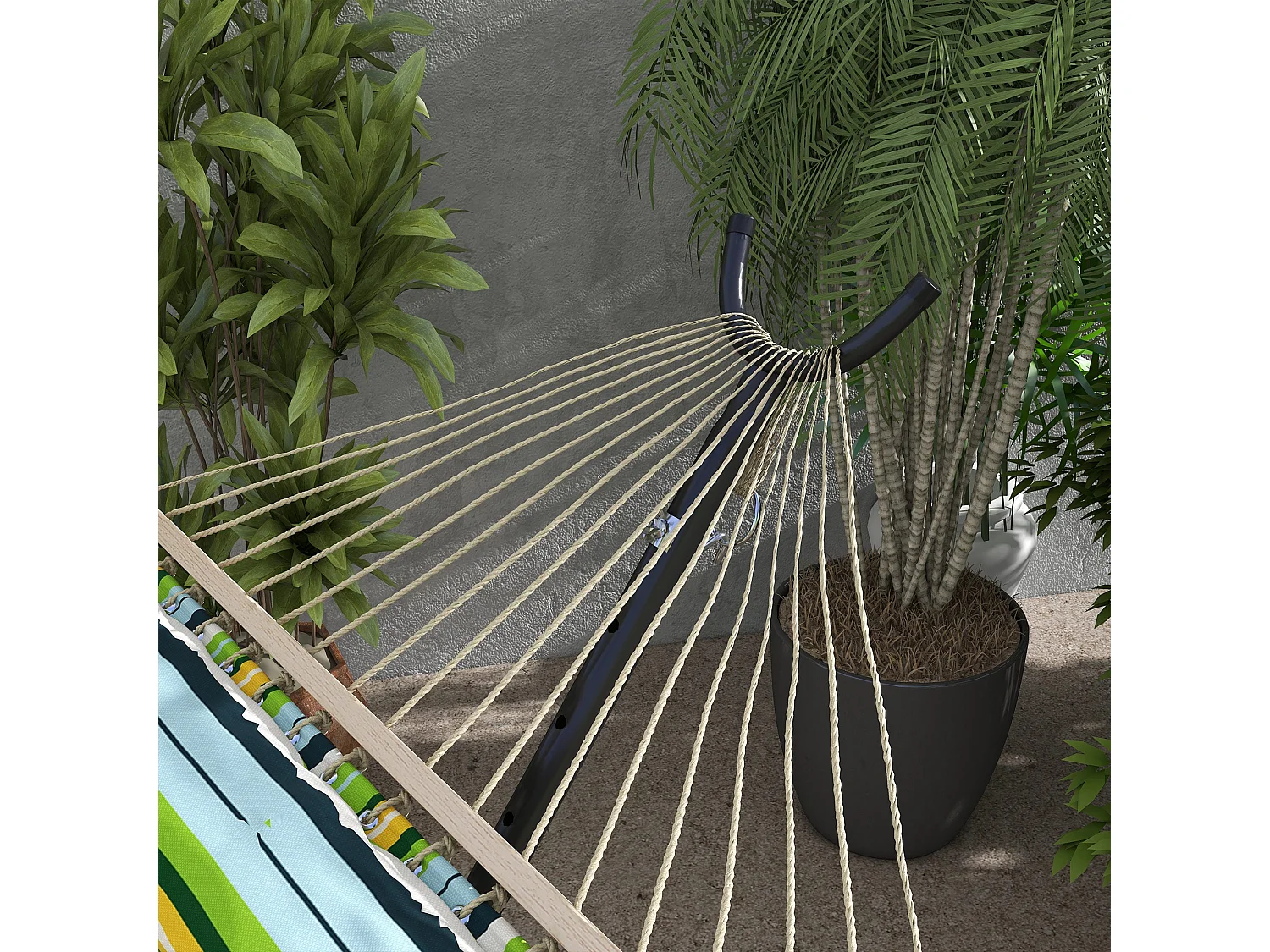 Soporte para hamacas Kea Outsunny 6 niveles de ajuste negro 115x290x120 cm