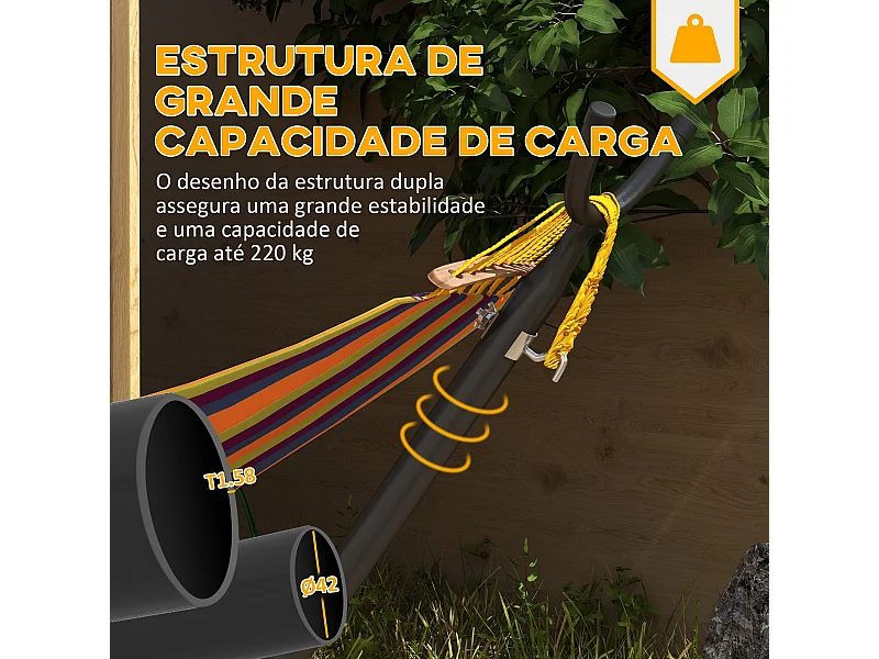 Soporte para hamacas Kea Outsunny 6 niveles de ajuste negro 115x290x120 cm