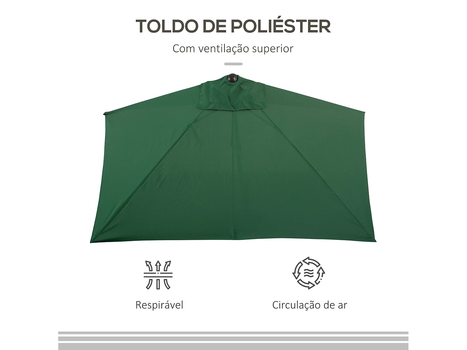 Guarda-Sol Nancy Verde 230x130cm com Tecido Poliéster Anti-UV e Estrutura Resistente