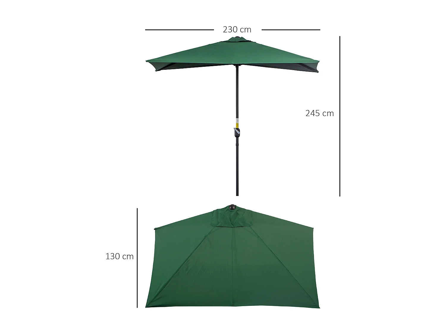 Guarda-Sol Nancy Verde 230x130cm com Tecido Poliéster Anti-UV e Estrutura Resistente
