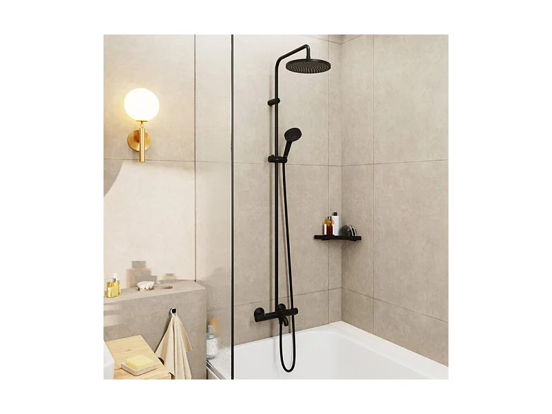 Colonne bain douche thermostatique HANSGROHE Vernis Blend noir mat