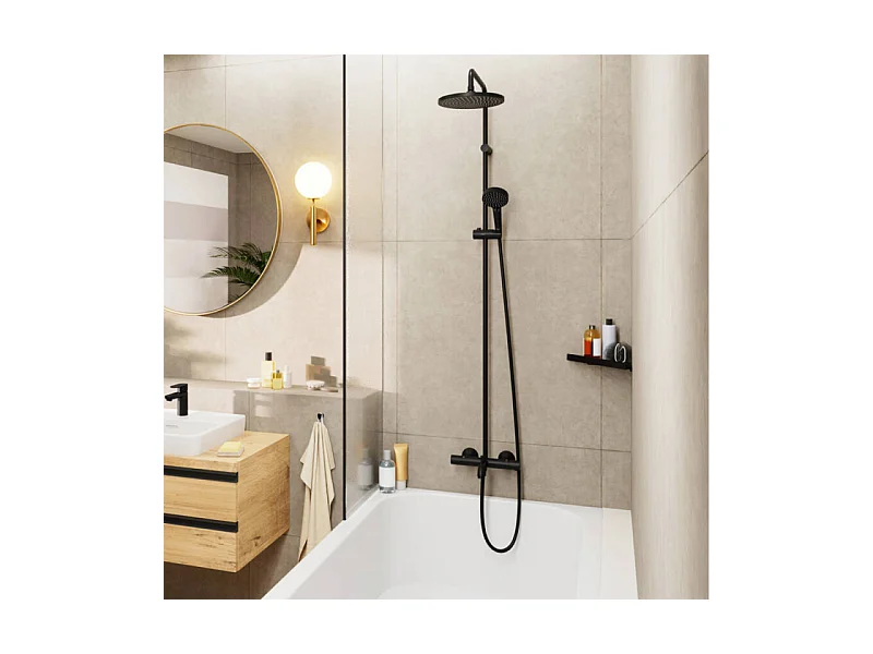 Colonne bain douche thermostatique HANSGROHE Vernis Blend noir mat