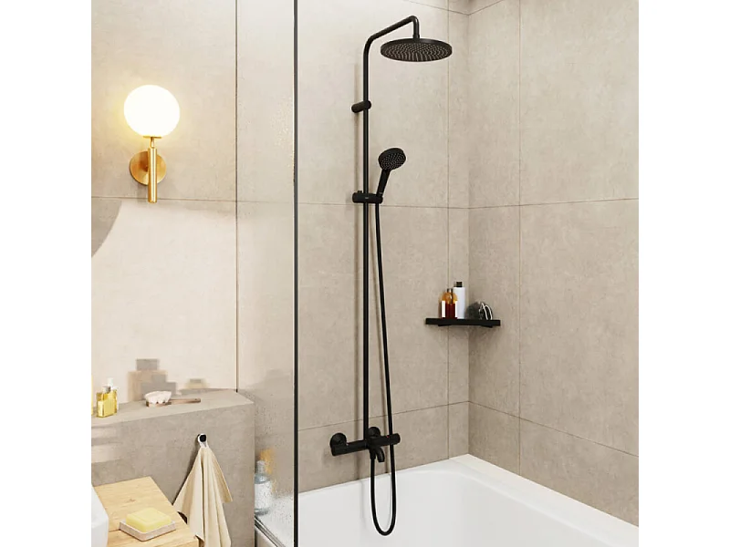 Colonne bain douche thermostatique HANSGROHE Vernis Blend noir mat