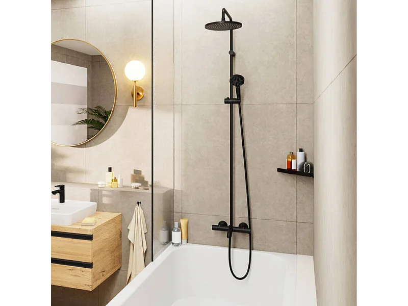 Colonne bain douche thermostatique HANSGROHE Vernis Blend noir mat