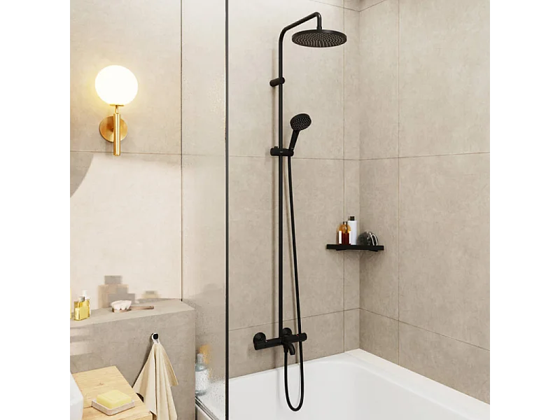Colonne bain douche thermostatique HANSGROHE Vernis Blend noir mat